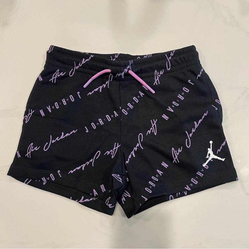 Jordan Girls Black Air Jordan Drawstring Elastic Waist  Active Shorts Size Small